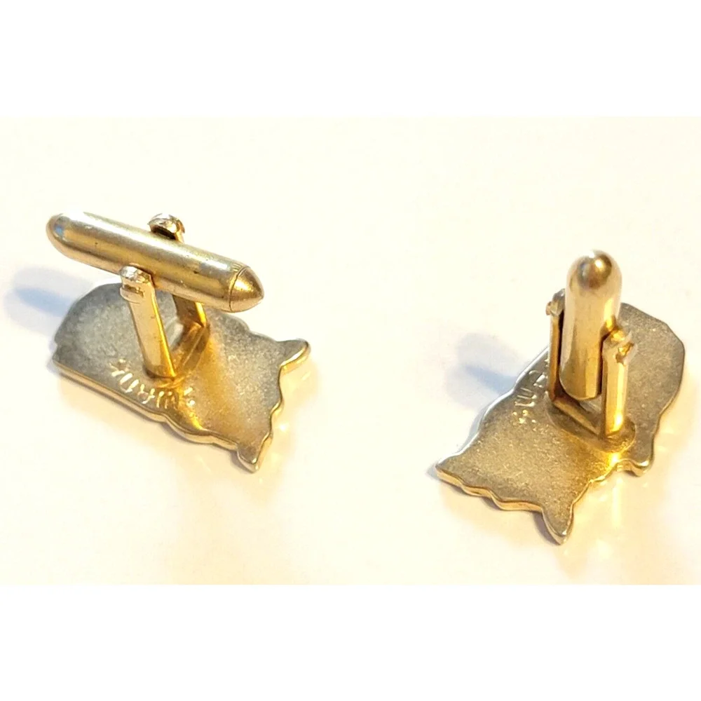 Vintage‎ Swank USA Cufflinks Gold Black Patriotic Mid Century 7/8